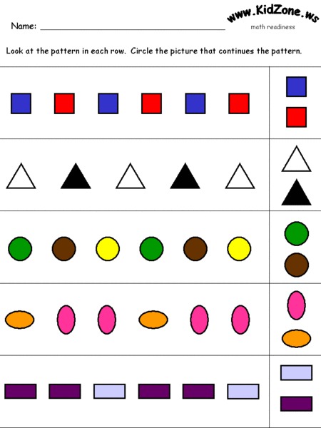 Patterns Worksheet