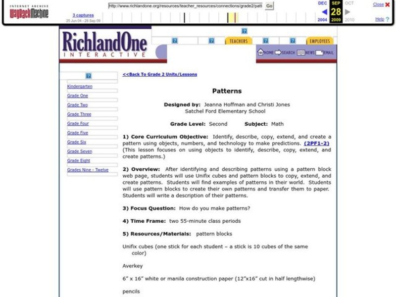 Patterns Lesson Plan