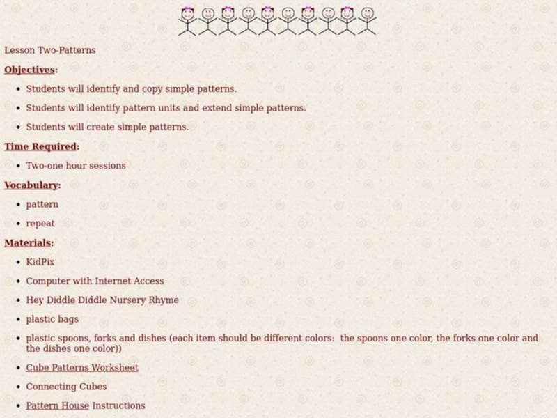 Patterns Lesson Plan
