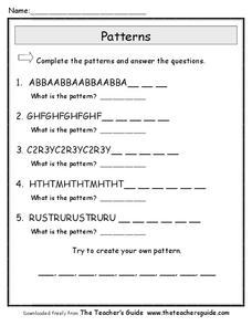 Patterns Worksheet