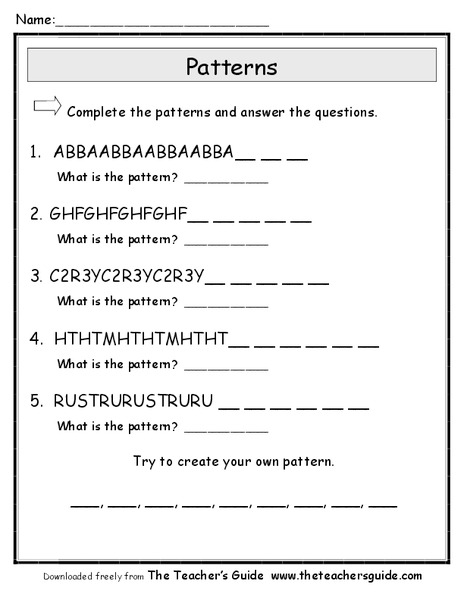 Patterns Worksheet