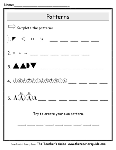 Patterns Worksheet