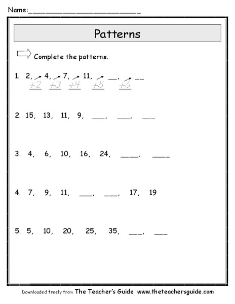 Patterns #2 Worksheet