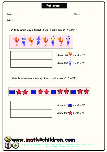 Patterns Worksheet