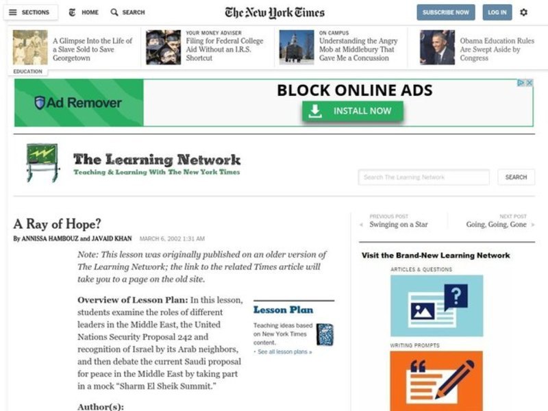 A Ray of Hope? Lesson Plan