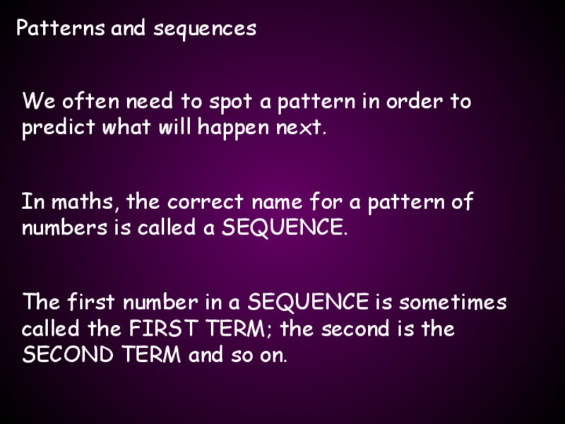 Patterns and Sequences PPT