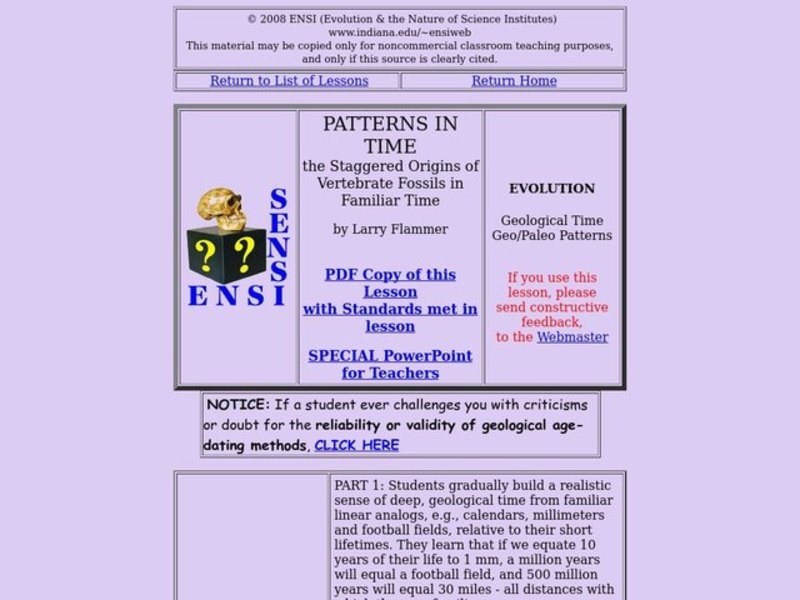 PATTERNS IN TIME Lesson Plan