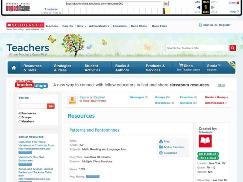 Patterns and Pentominoes Lesson Plan