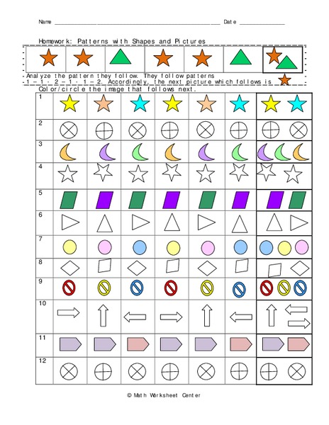 Patterns with Shapes and Pictures Worksheet