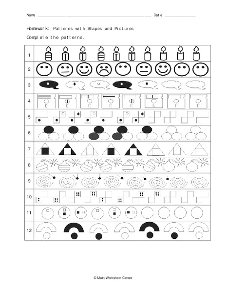 Patterns With Shapes and Pictures Worksheet