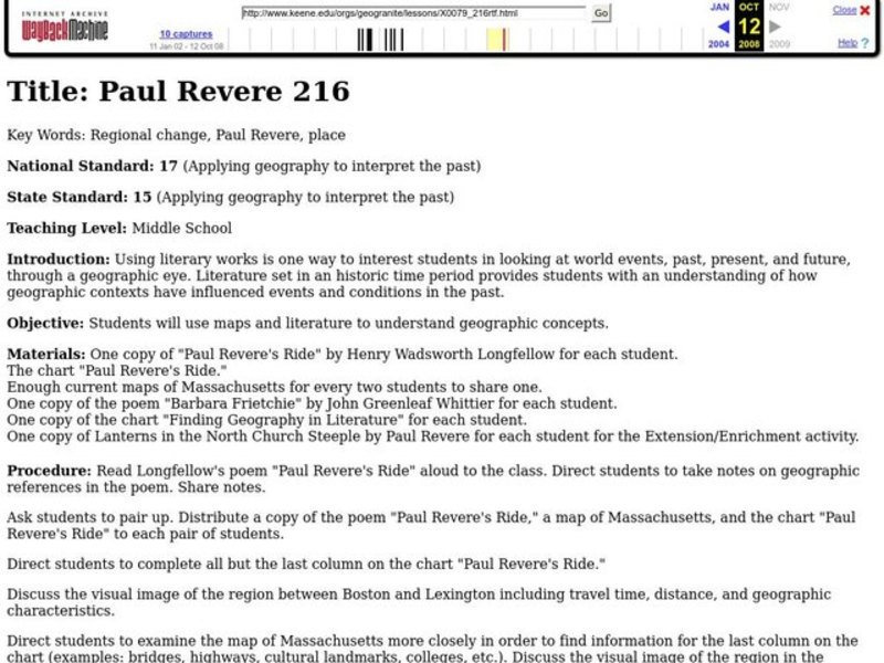 Paul Revere Lesson Plan