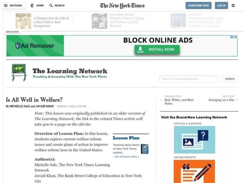 Is All Well in Welfare? Lesson Plan