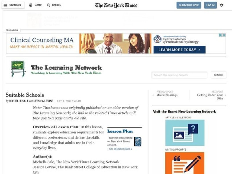 Suitable Schools Lesson Plan