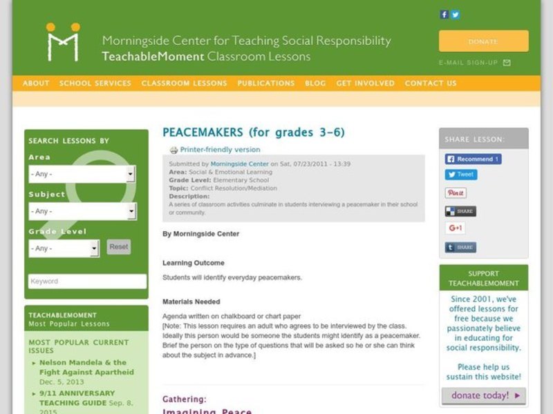 Peacemakers Lesson Plan