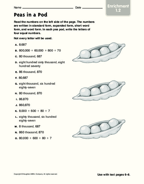 Peas in a Pod Worksheet