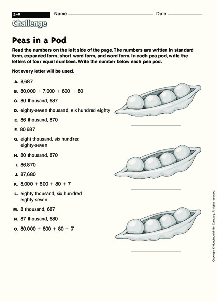 Peas in a Pod Worksheet