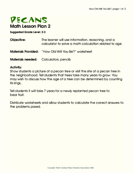 Pecans Worksheet