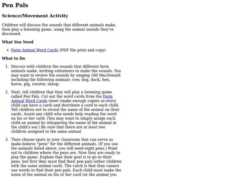 Pen Pals Lesson Plan