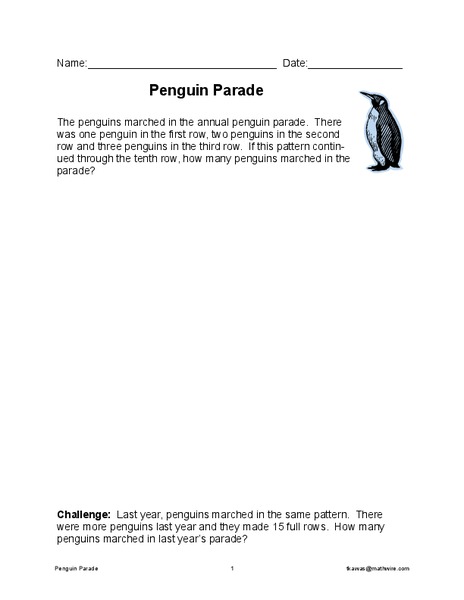 Penguin Parade Worksheet