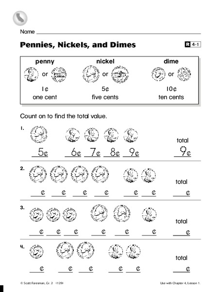 Pennies, Nickels, and Dimes Worksheet