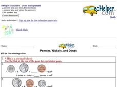 Pennies, Nickels, and Dimes Worksheet