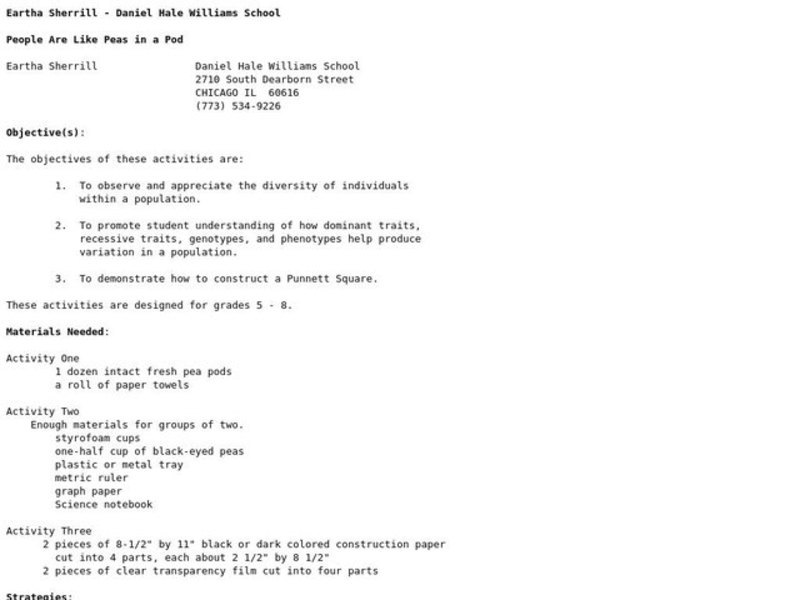 People Are Like Peas in a Pod Lesson Plan