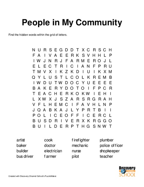 People in My Community Worksheet