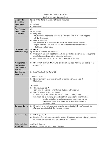 People Of The Plains Lesson Plan
