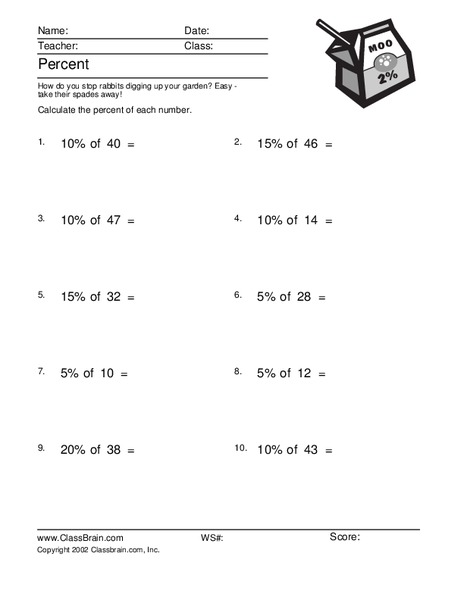 Percent Worksheet