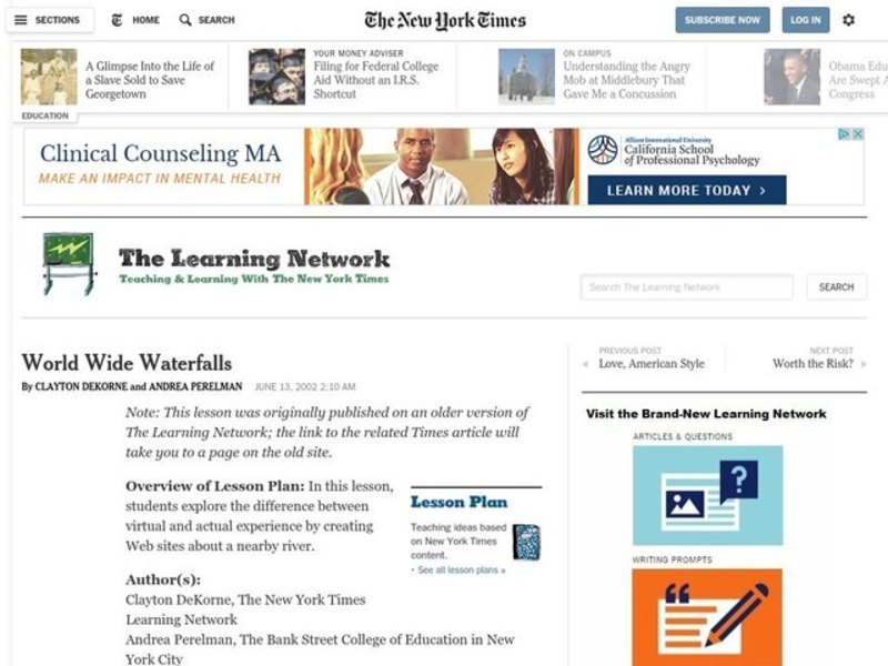 World Wide Waterfalls Lesson Plan