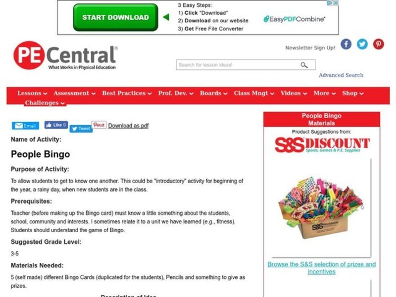 People Bingo Lesson Plan
