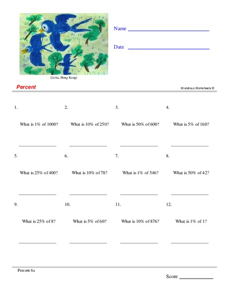 Percent Worksheet