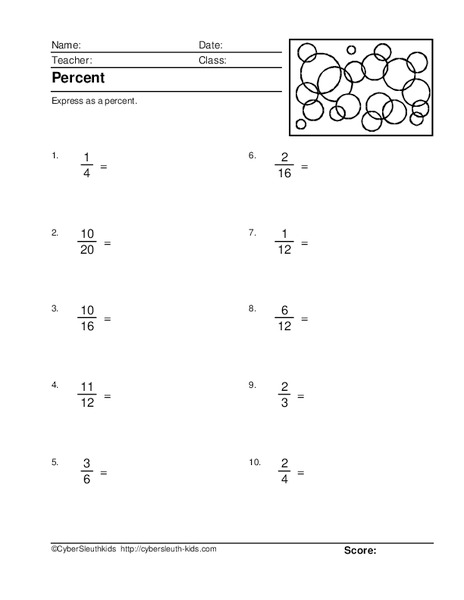 Percent Worksheet
