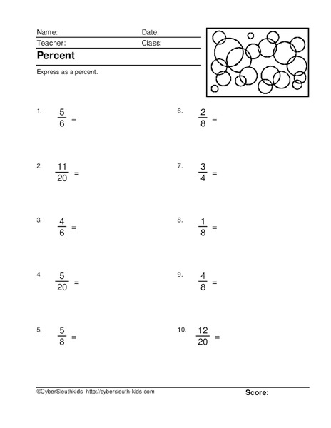 Percent Worksheet