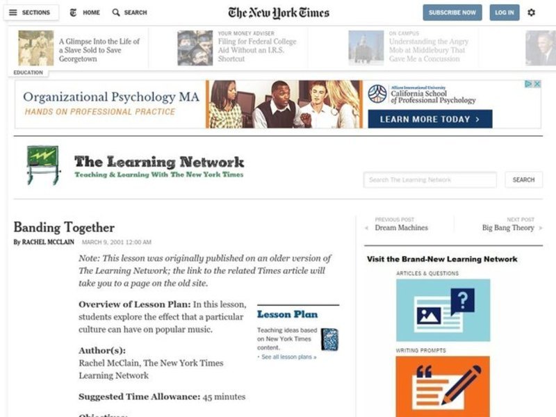 Banding Together Lesson Plan