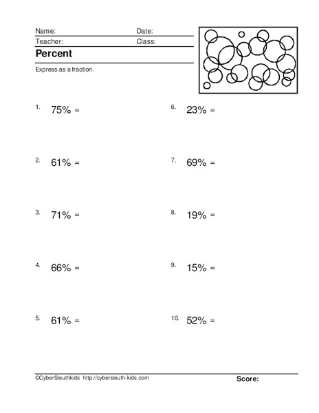 Percent Worksheet