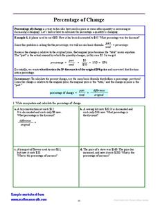 Percent of change Worksheet