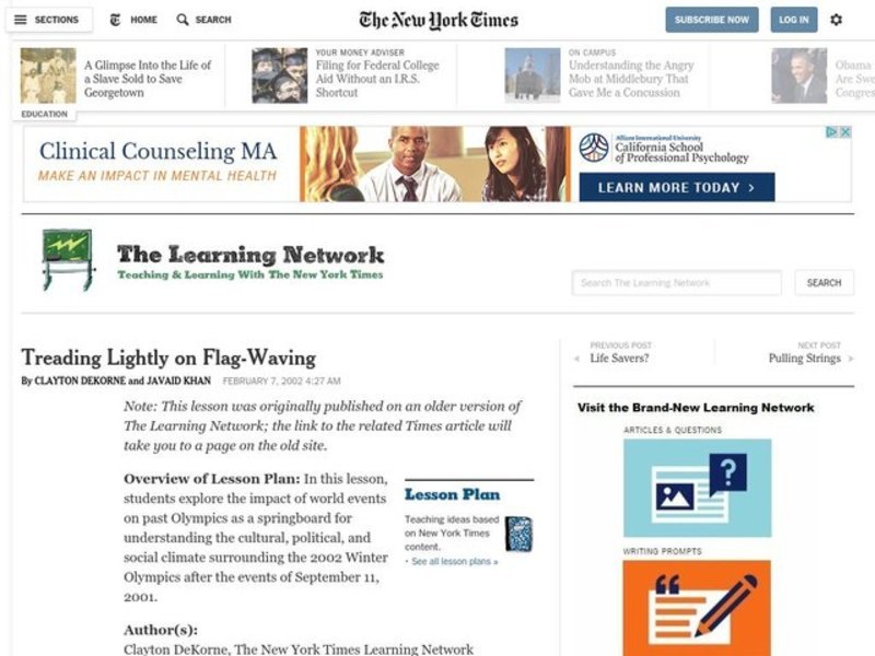 Treading Lightly on Flag-Waving Lesson Plan