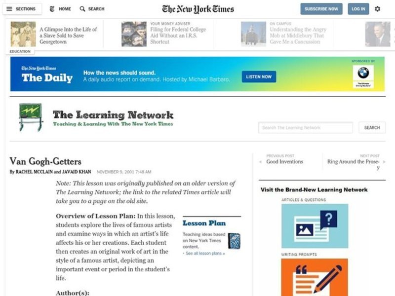 Van Gogh-Getters Lesson Plan