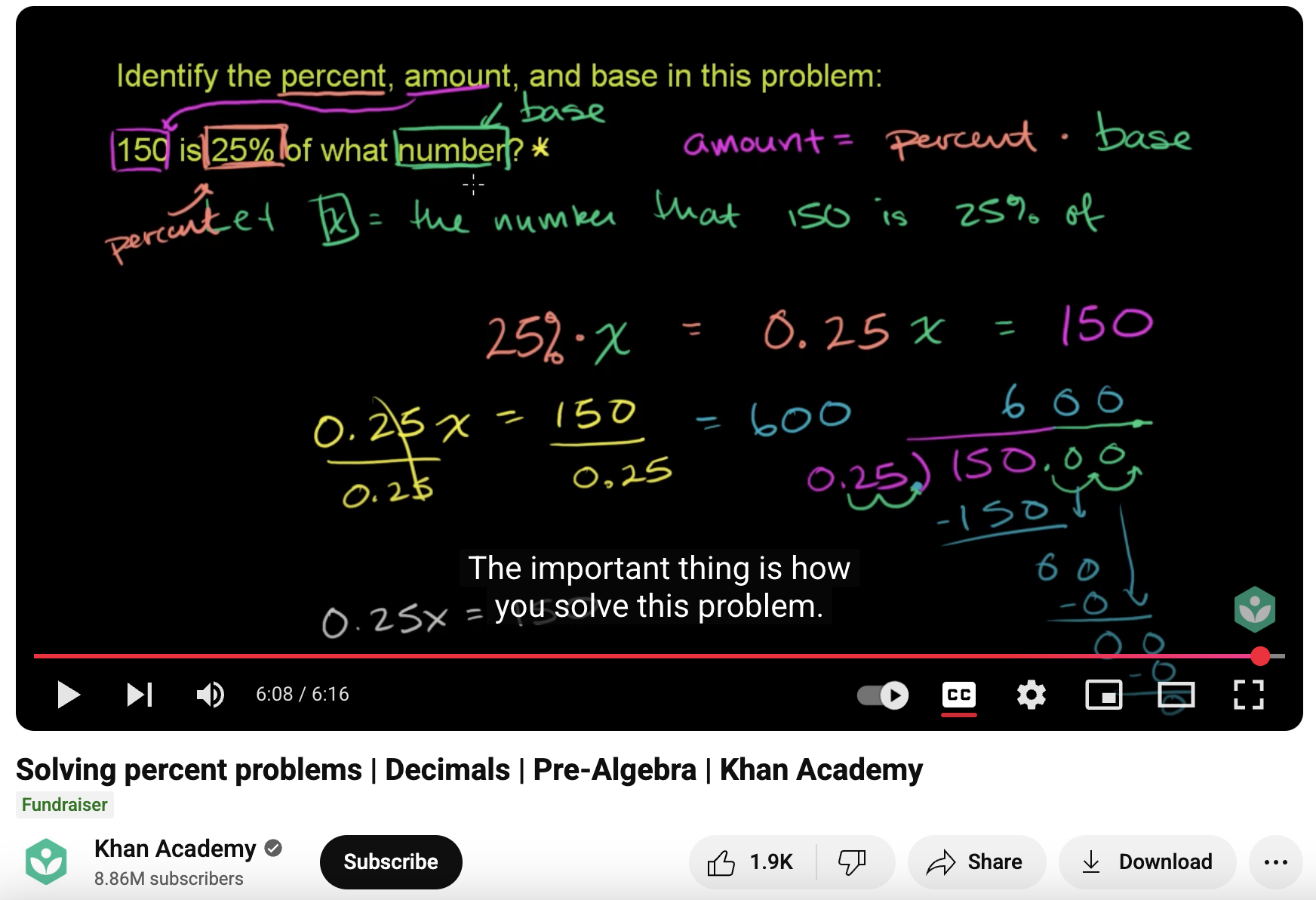 Solving Percent Problems, Decimals, Pre-Algebra Instructional Video