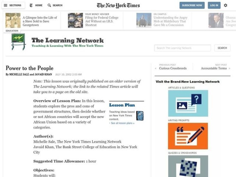 Power to the People Lesson Plan