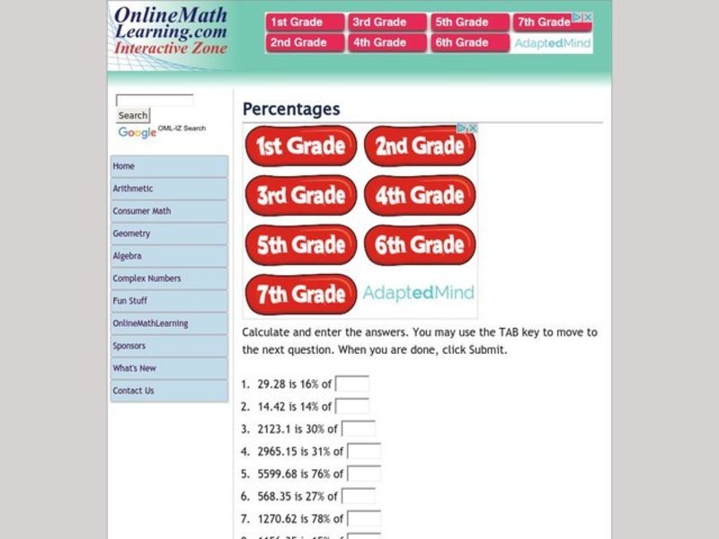 Percentages Interactive