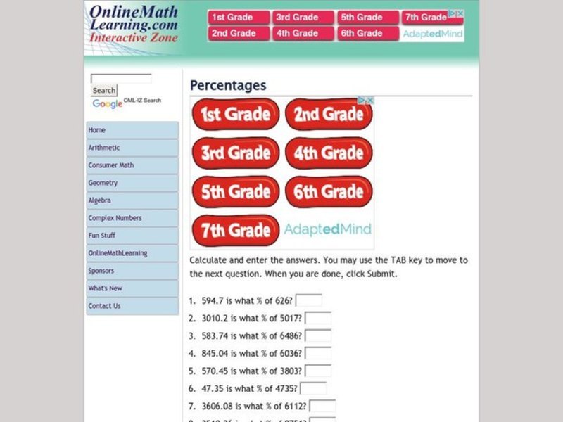 Percentages Interactive