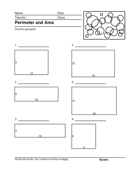 Perimeter and Area Worksheet