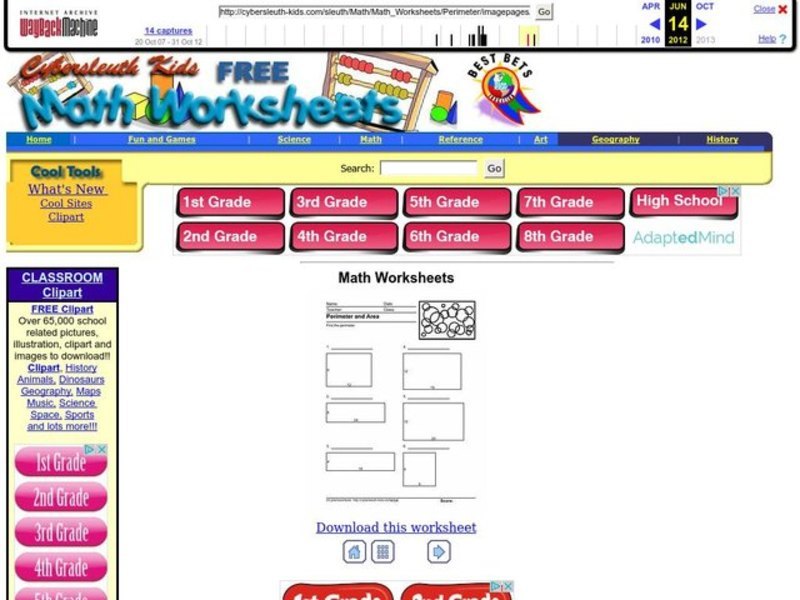 Perimeter And Area Worksheet