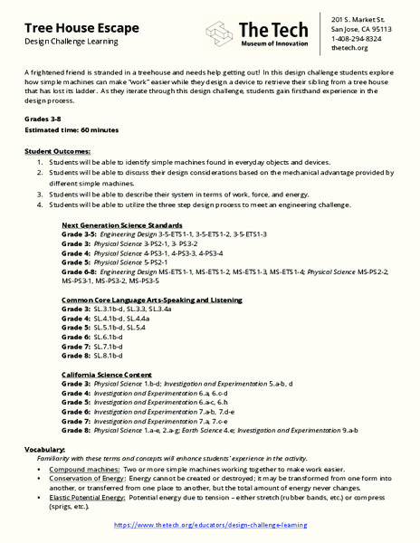Tree House Escape Lesson Plan
