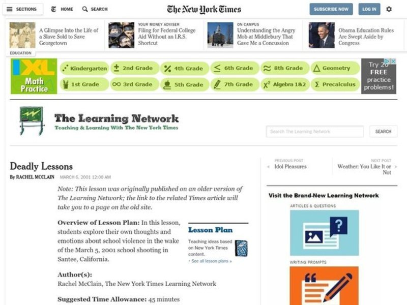 Deadly Lesson Lesson Plan