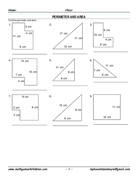 Perimeter and Area Worksheet