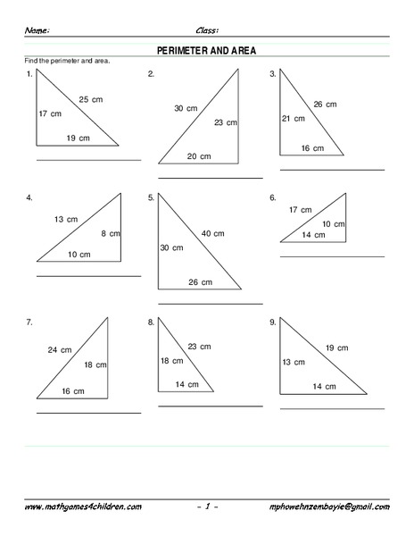 Perimeter and Area Worksheet