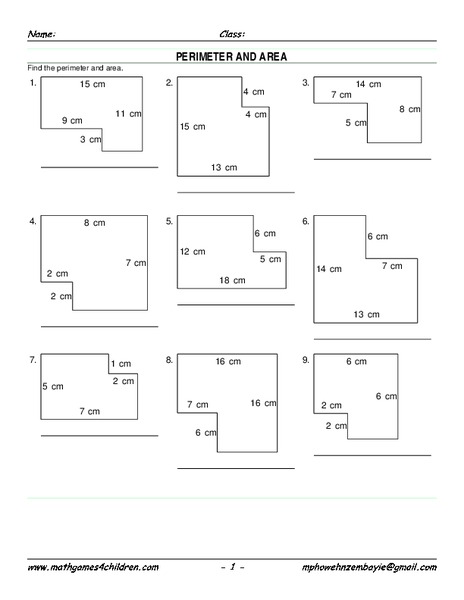Perimeter and Area #3 Worksheet